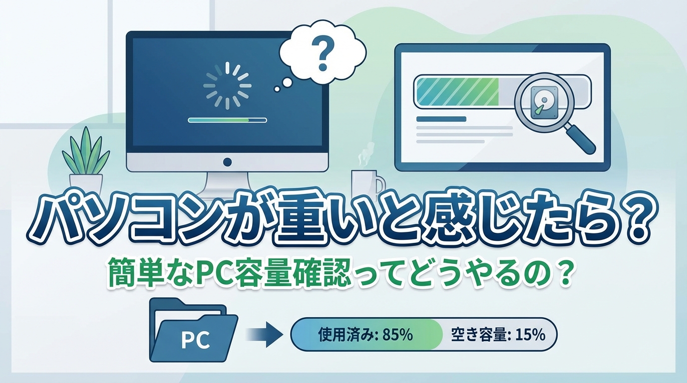パソコンが重いと感じたら?簡単なpc容量確認ってどうやるの?