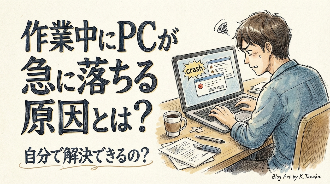 作業中にPCが急に落ちる原因とは？自分で解決できるの？