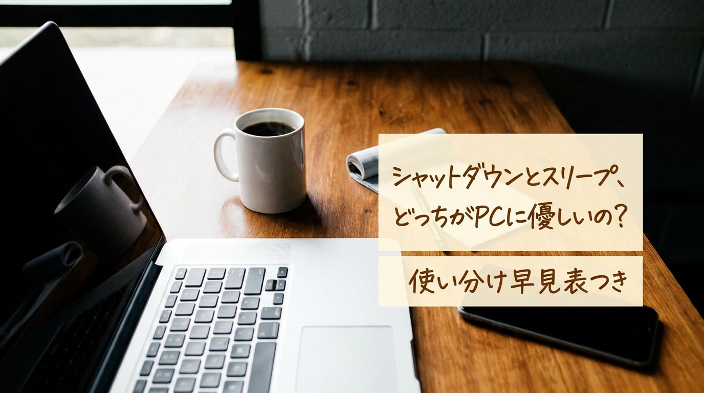 シャットダウンとスリープ、どっちがPCに優しいの？使い分け早見表つき
