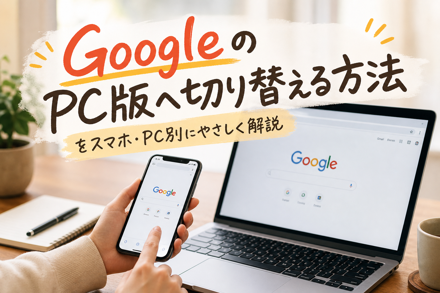 GoogleのPC版へ切り替える方法をスマホ・PC別にやさしく解説