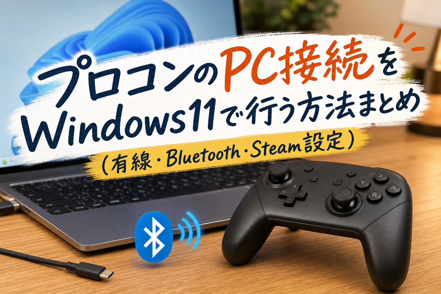 プロコンのPC接続をWindows11で行う方法まとめ（有線・Bluetooth・Steam設定）