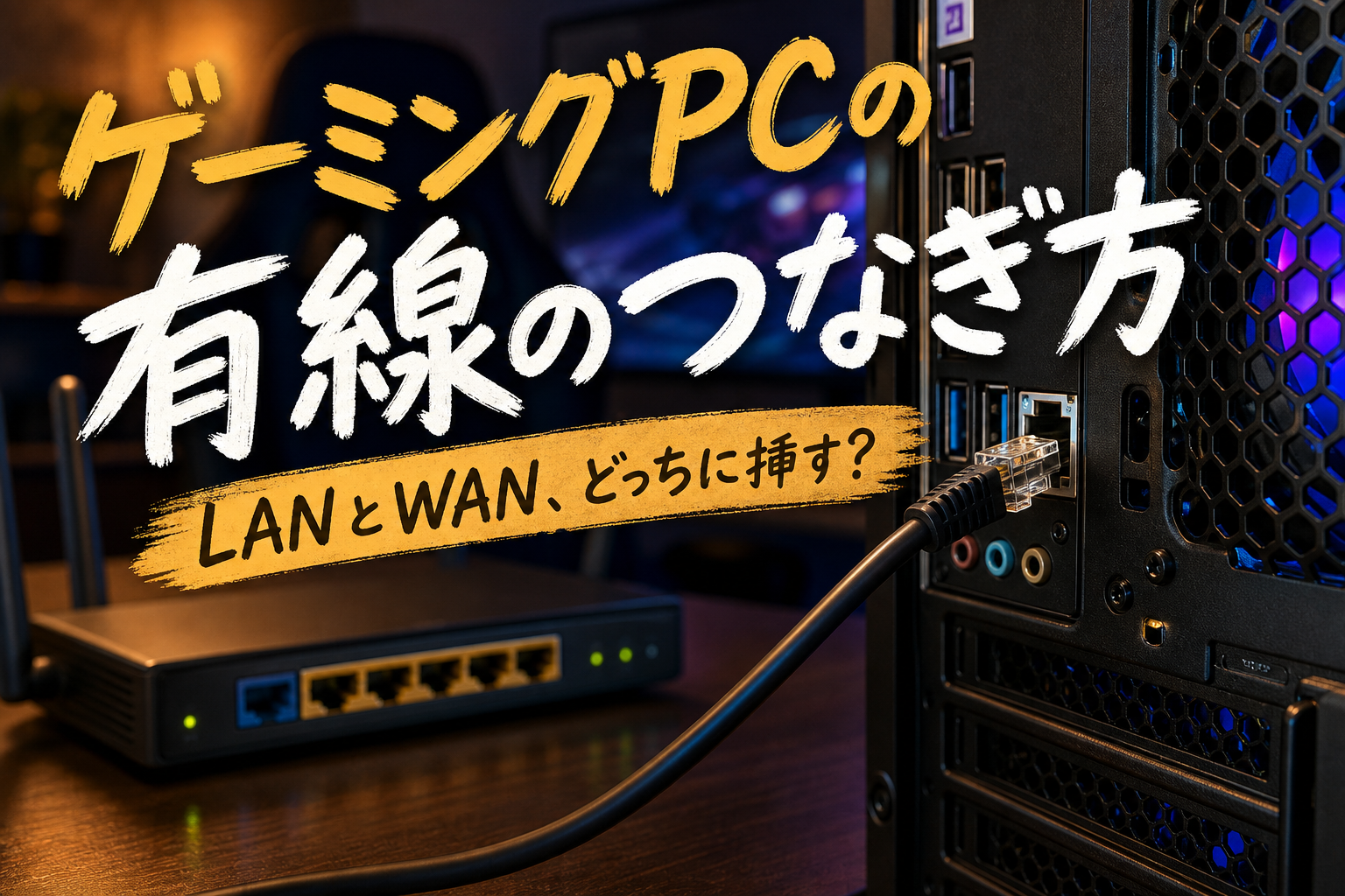 ゲーミングPCの有線のつなぎ方|LANとWAN、どっちに挿す?