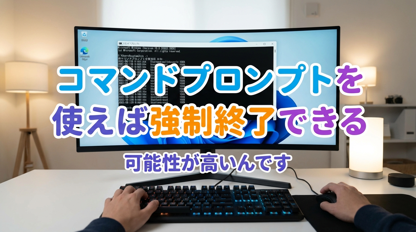 コマンドプロンプトを使えば強制終了できる可能性が高いんです