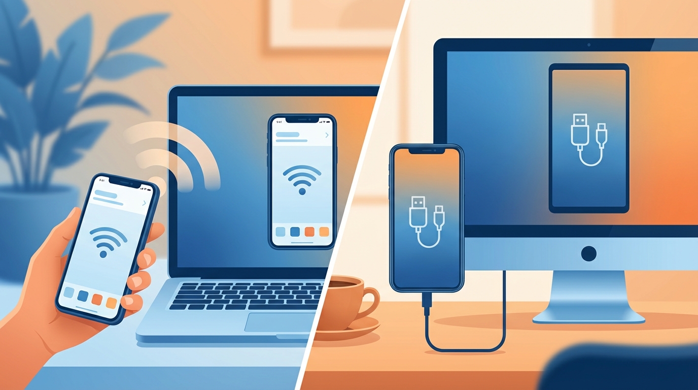 iPhoneの画面は無線や有線で簡単にパソコンへ映せます
