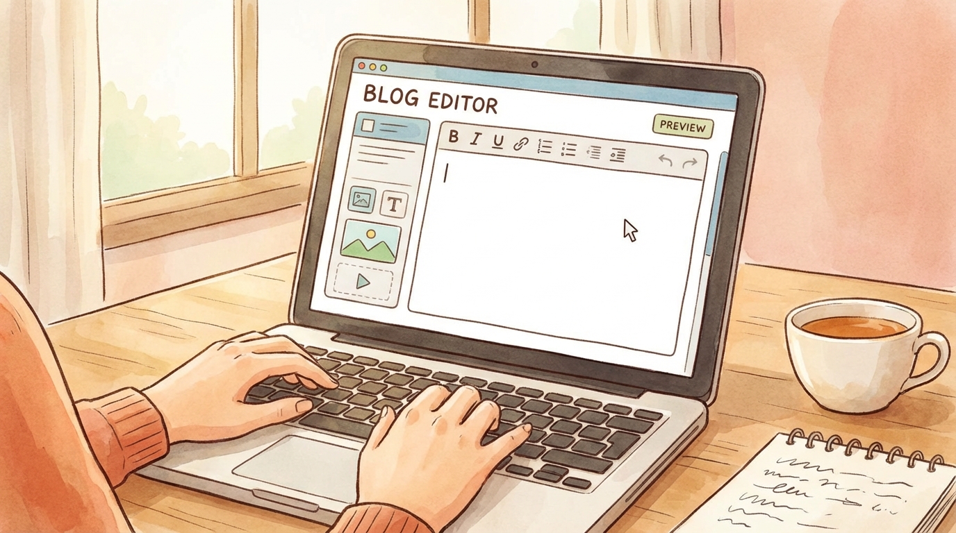 ブログの編集画面はワープロ感覚で直感的に操作できるんです