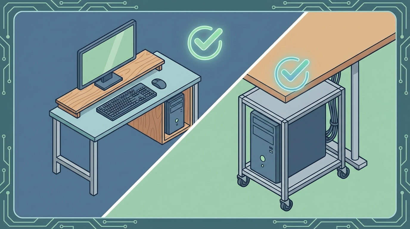 デスクトップPCの置き場所は「机の上」か「床置きラック」が最適