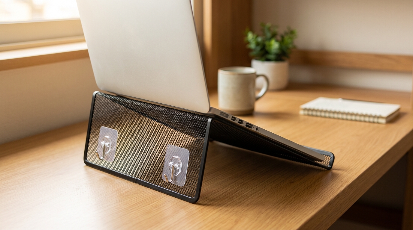 ノートPCのスタンドは100均のアイテムで十分に代用できて実用的なんです