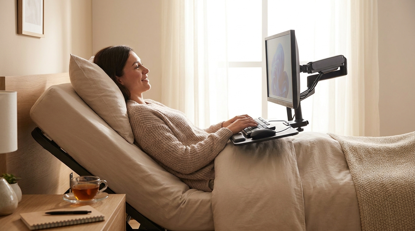 寝ながらPC環境は心と体の負担を優しく和らげる理想の作業スタイルです