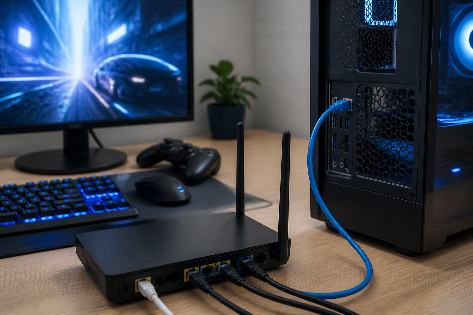 ルーターのLANポートとゲーミングPCをつなぐ基本手順